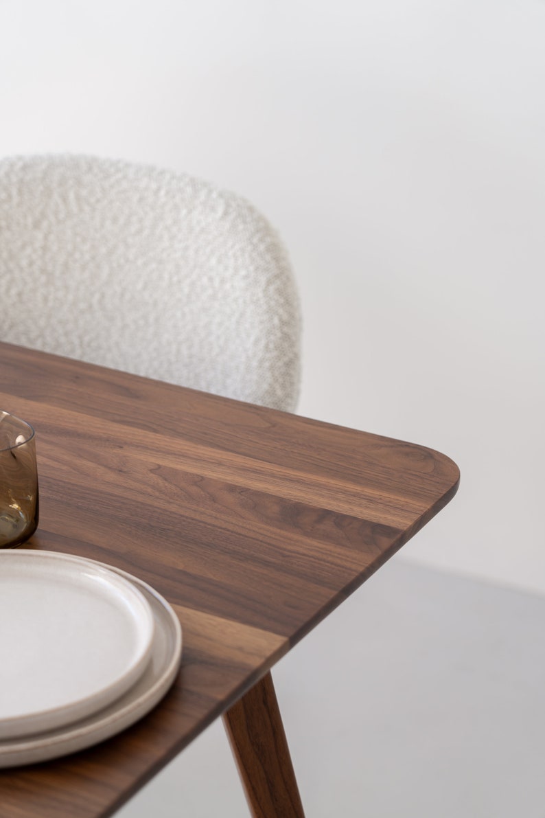 YRKE mesa de comedor de madera de nogal americano, moderna de mediados de siglo imagen 7