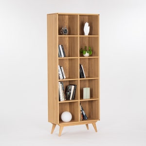 Bookcase, bookshelf, mid century modern, scandinavian, shelf unit made of oak wood image 3