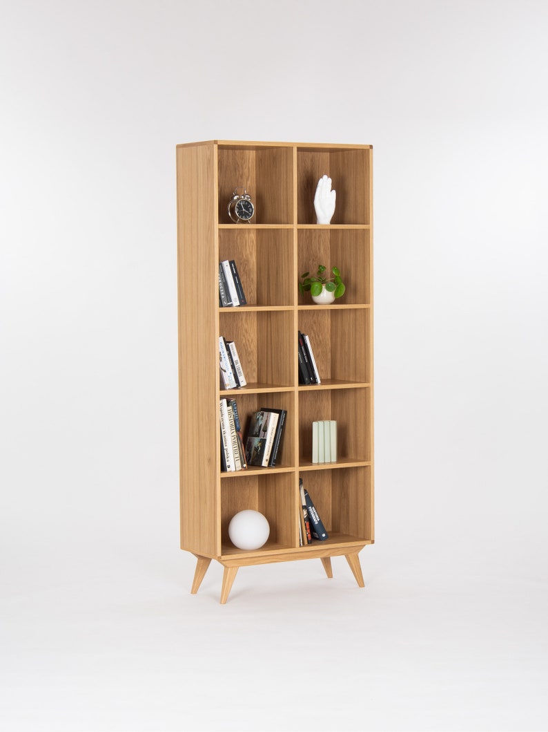 Bookcase, bookshelf, mid century modern, scandinavian, shelf unit made of oak wood image 3