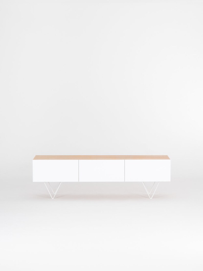 Sideboard White TV Stand Console Table Minimalist Mid Etsy