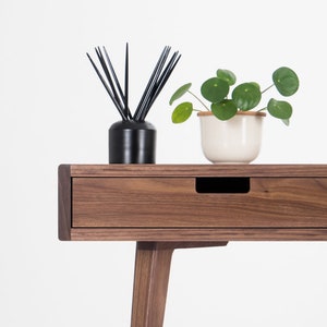 Desk for office, mid-century computer desk with two drawers and a recess image 6