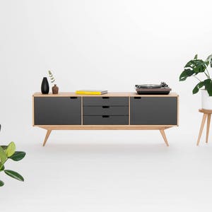 Mid century sideboard, modern credenza, black tv stand image 1