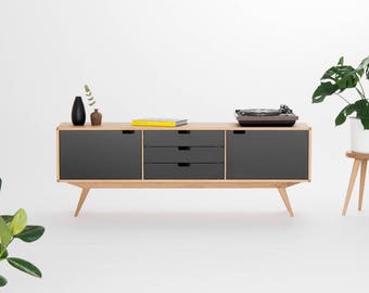 Mid century sideboard, modern credenza, black tv stand