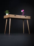 Mid Century Modern Oak Desk, Custom Size, Solid Wood Bureau