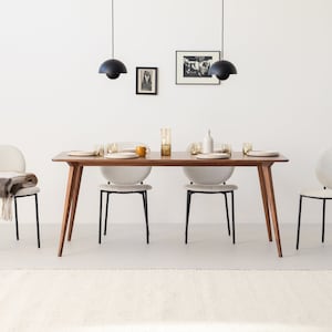 YRKE – mesa de jantar em madeira de nogueira americana, estilo moderno de meados do século