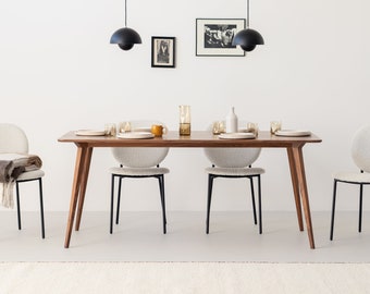 YRKE – mesa de comedor de madera de nogal americano, moderna de mediados de siglo