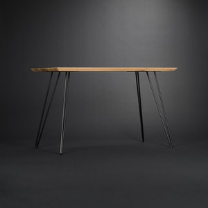 Solid wooden desk, modern table with metal hairpin legs image 2