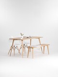 YRKE – Dining table with bench, dining table set made of solid oak wood, mid century modern scandinavian design