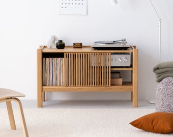 JAMM LOW 111 - small record player stand, audio console made of European oak wood