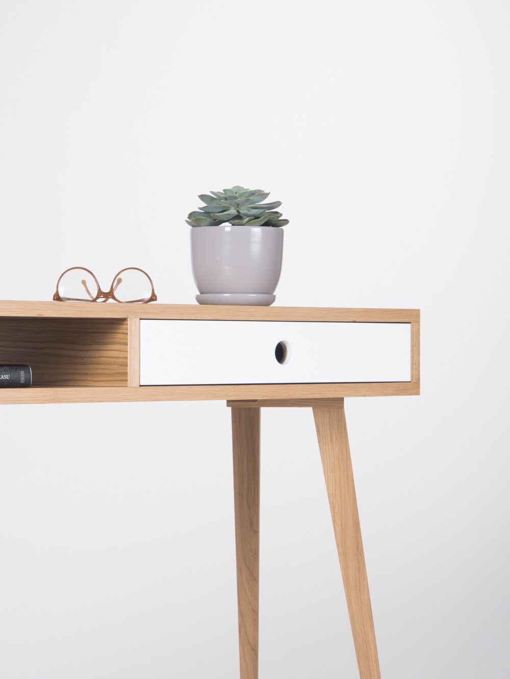 White mid century modern console table outlet
