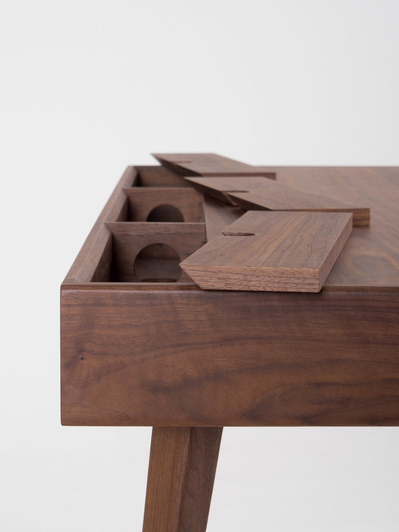 Walnut Office Desk With Walnut Drawers and Back Compartments Etsy