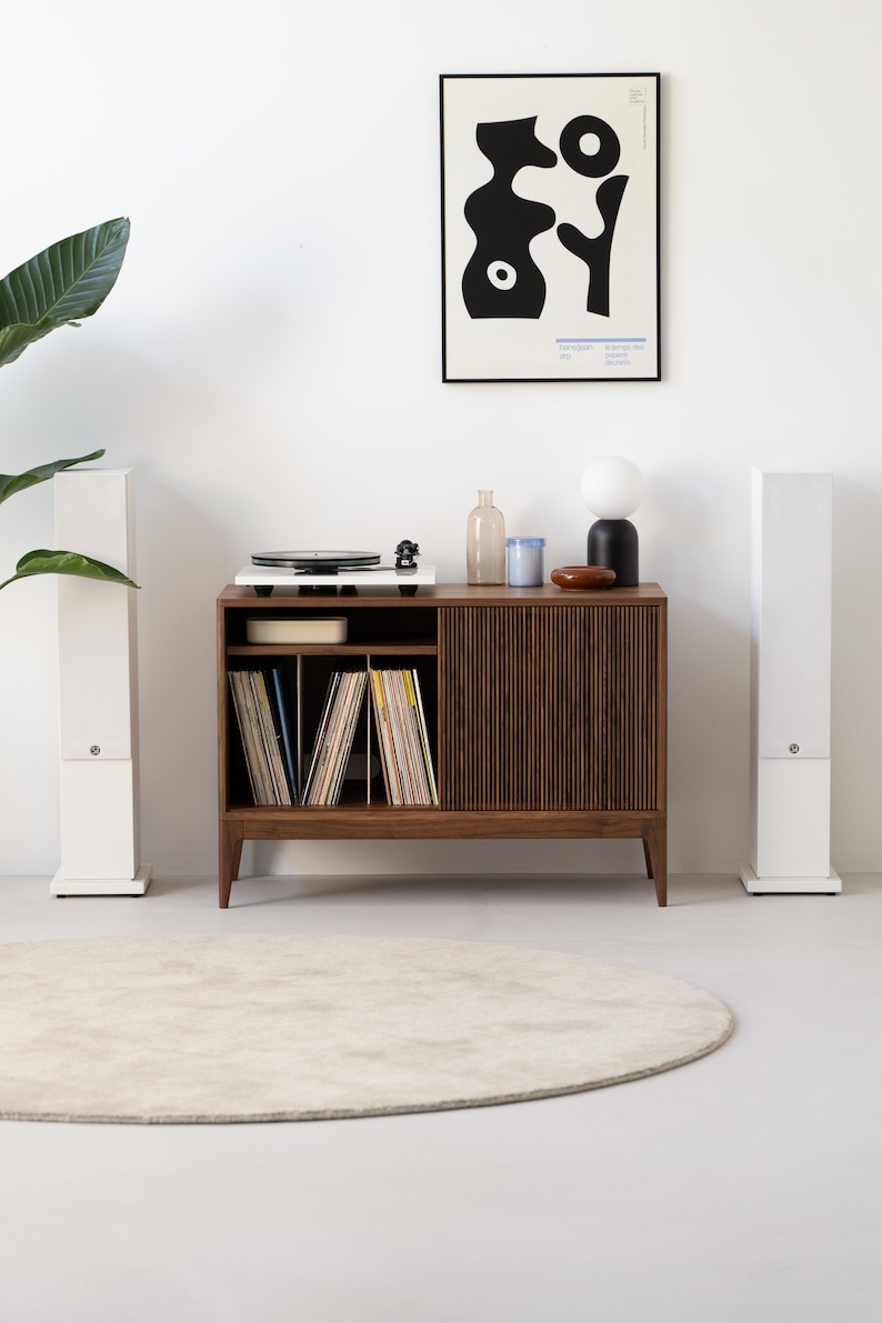 TONN 101 Walnut Wood Record Player Stand Vinyl Storage Limited-Time Offer: Free & Fast Shipping image 2