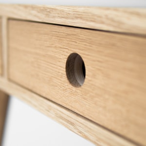 Table d'ordinateur, bureau en bois, bois de chêne massif, coiffeuse, avec rangement, milieu du siècle moderne image 3