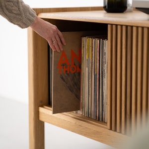 JAMM LOW 111 small record player stand, audio console made of European oak wood image 8