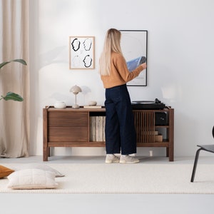 JAMM LOW 160 - Japandi TV stand - Walnut media console and sideboard for bedroom or living room image 4