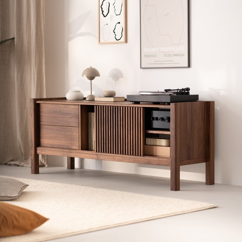 JAMM LOW 160 - Japandi TV Stand - Walnut Media Console and