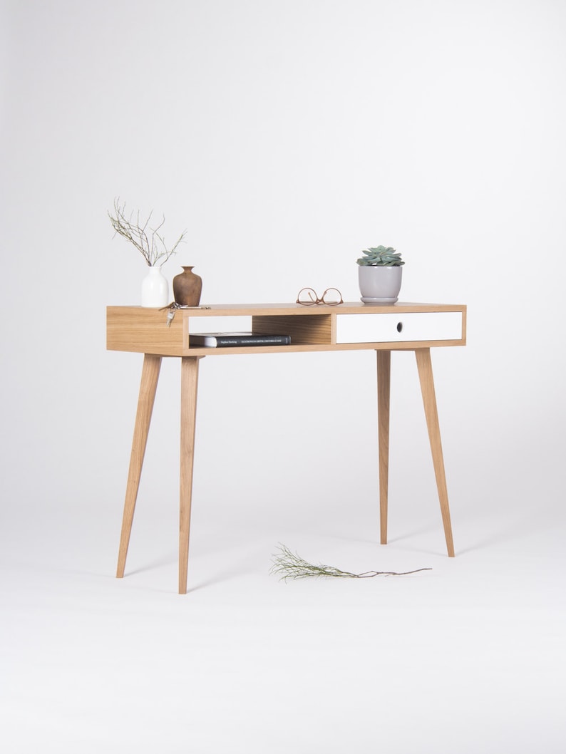 Small Console Table Entryway Table With White Drawer And Etsy