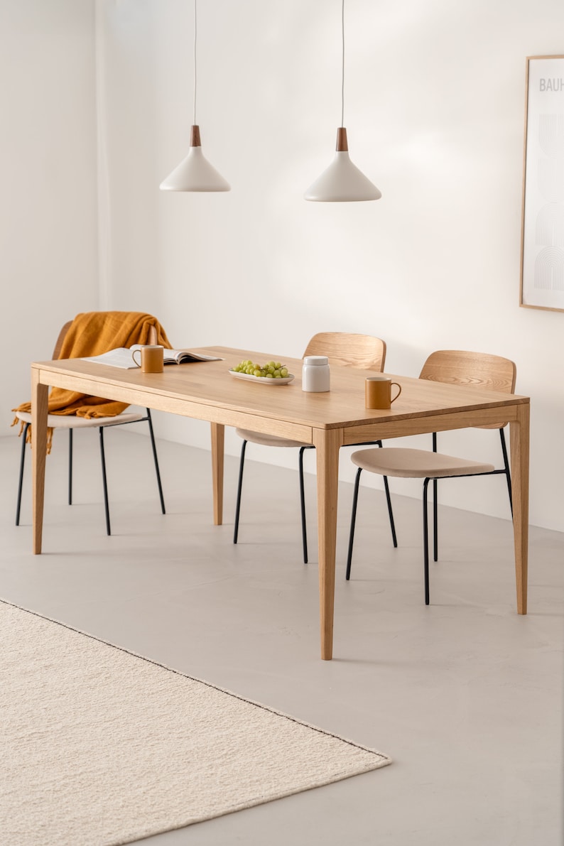 HYGG dining table made of solid oak wood, mid-century modern, scandinavian design Limited-Time Offer: Free & Fast Shipping image 3