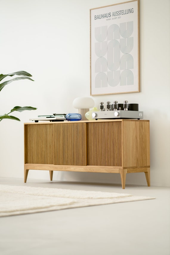 TONN 150 - Modern oak sideboard TV console - Large wooden TV stand with storage, Mid Century Style