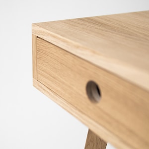 Computer table, wooden desk, solid oak wood, dressing table, with storage, mid century modern image 4