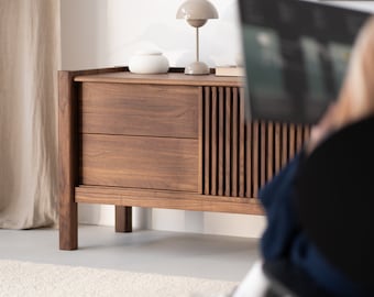 JAMM LOW 160 - Japandi TV Stand - Walnut Media Console and