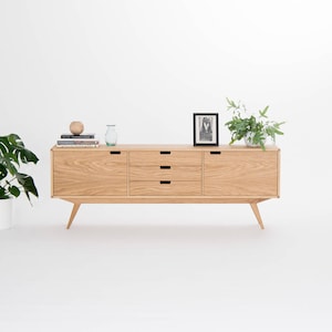 HEIM - Mid-Century Modern oak sideboard, stylish wooden credenza for dining room