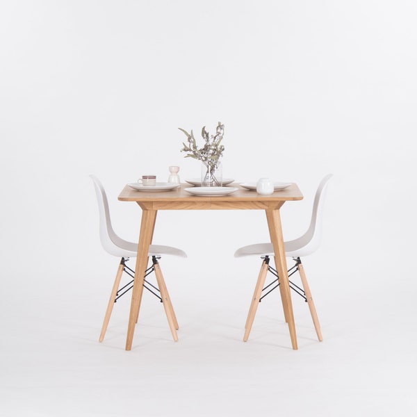 Petite table à manger, table à manger à rallonge pour petit espace, table à rallonge en chêne, table à manger compacte, petit meuble de salle à manger