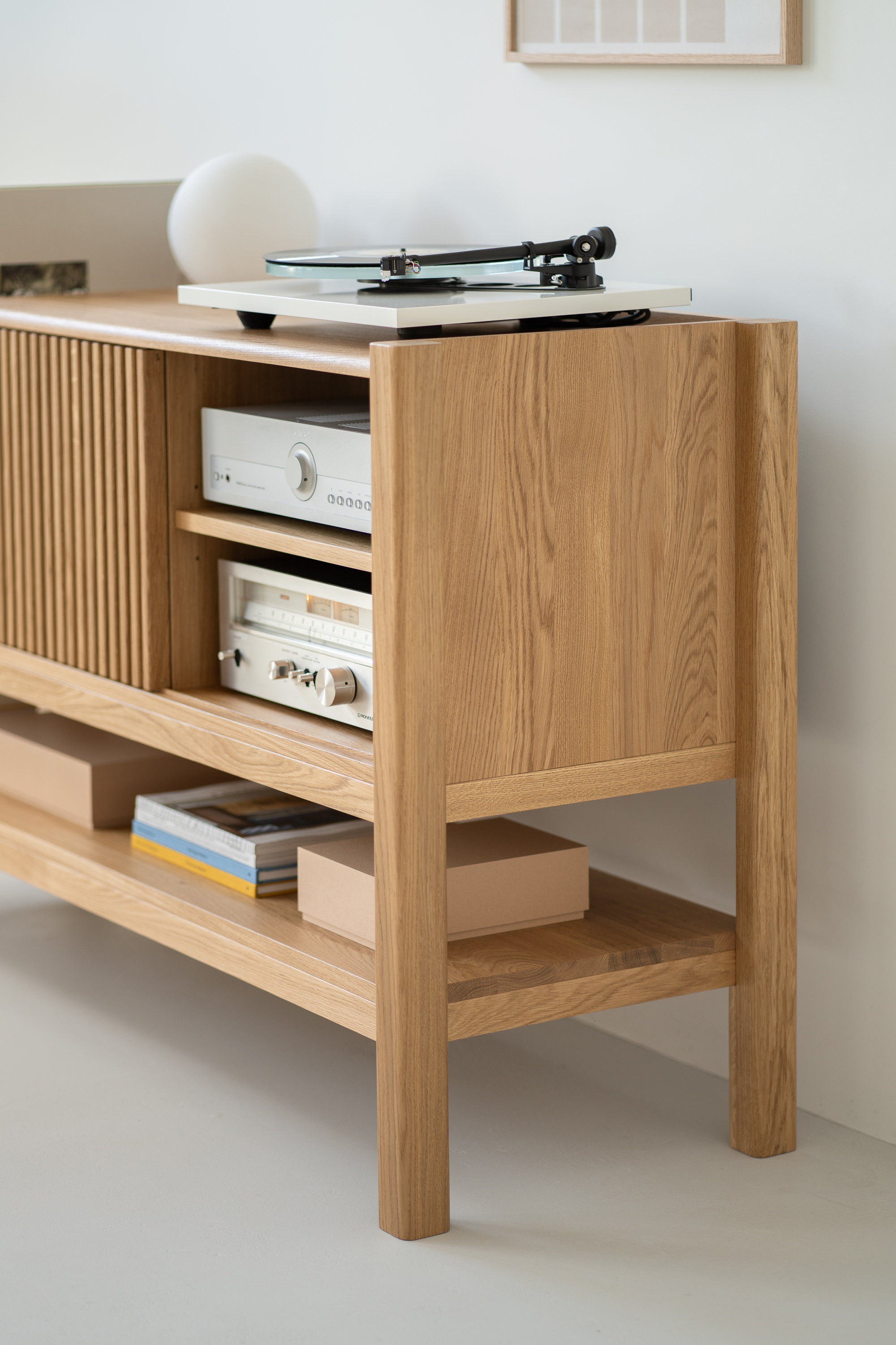 JAMM - Record Player Stand, Vinyl Record Storage Made of Solid Oak Wood ...