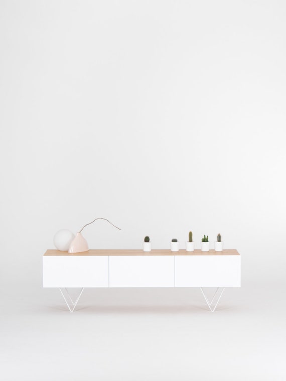 Sideboard White Tv Stand Console Table Minimalist Mid Etsy