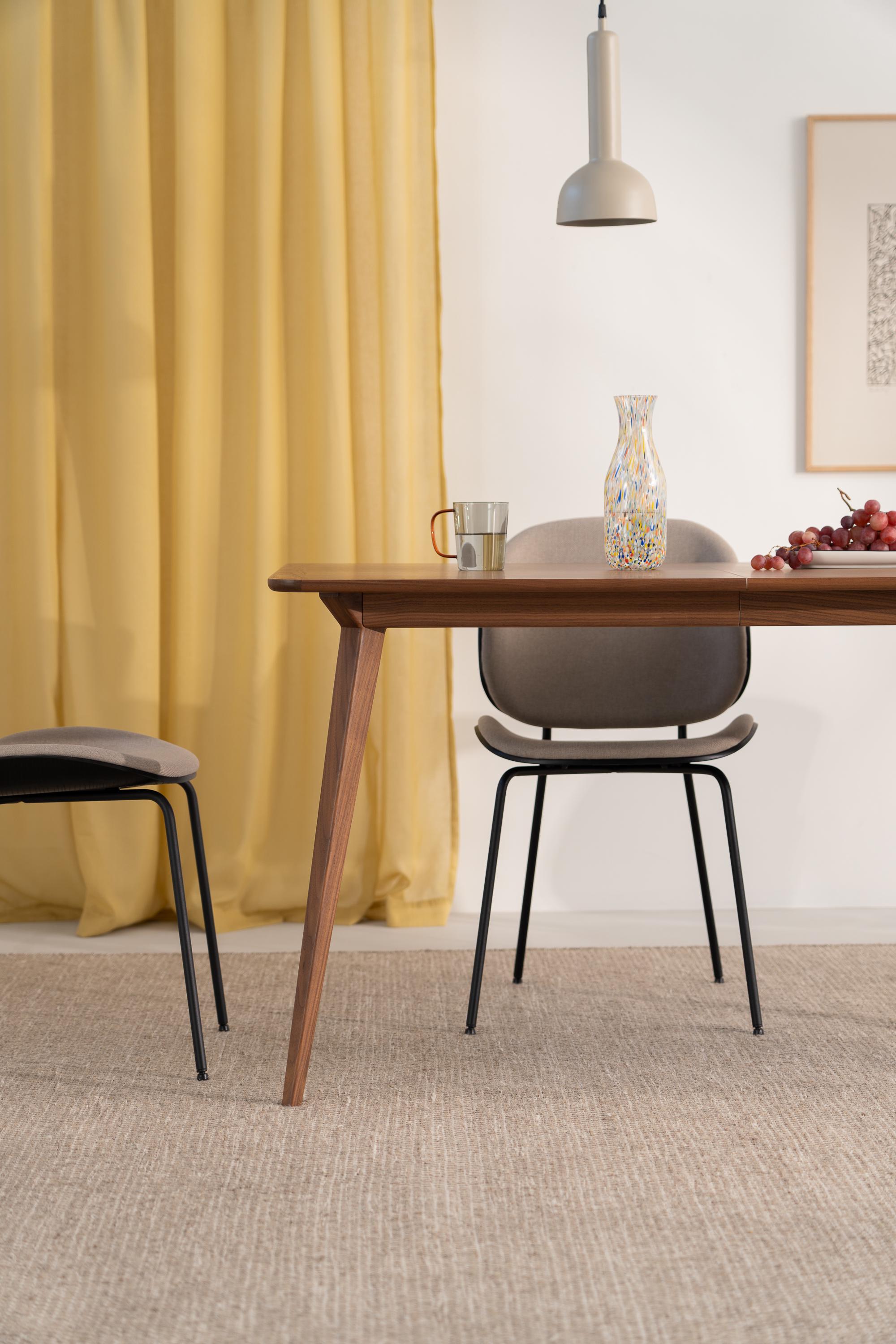 YRKE - Table extensible à manger en noyer, table extensible en noyer américain