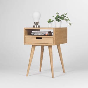 Nightstand, bedside table, end table, with one drawer and open shelf, mid century modern Limited-Time Offer: Free & Fast Shipping image 2