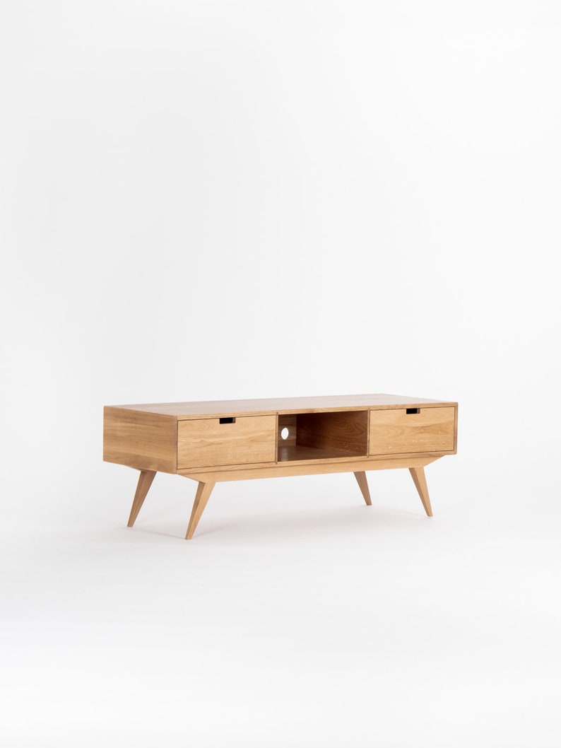 Media console TV stand record player made of solid oak wood Etsy