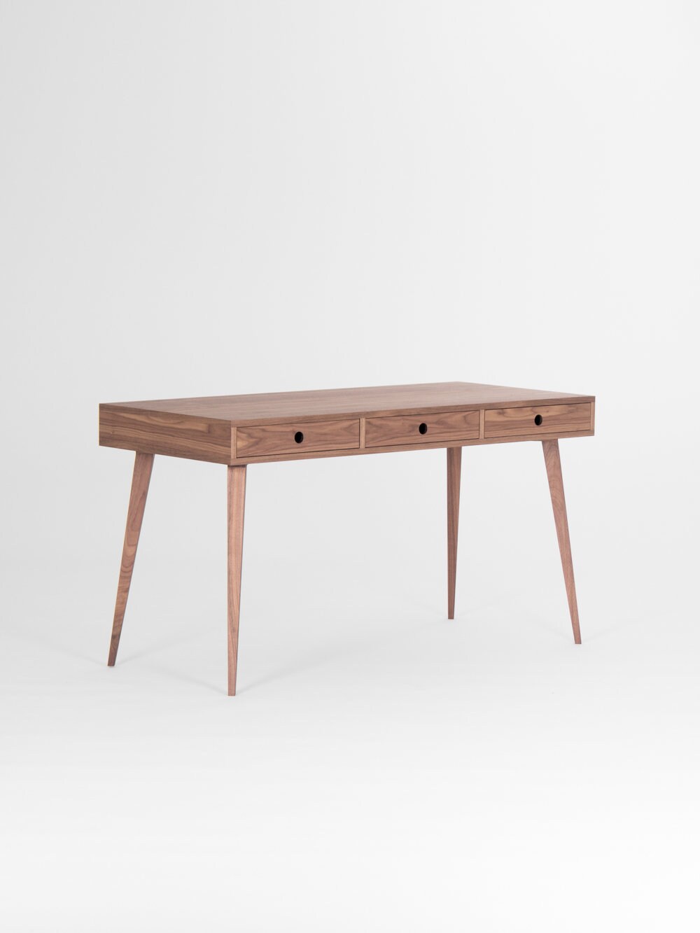 KUUB – Wooden Desk, Mid Century Modern, Walnut Desk With Three Drawers ...