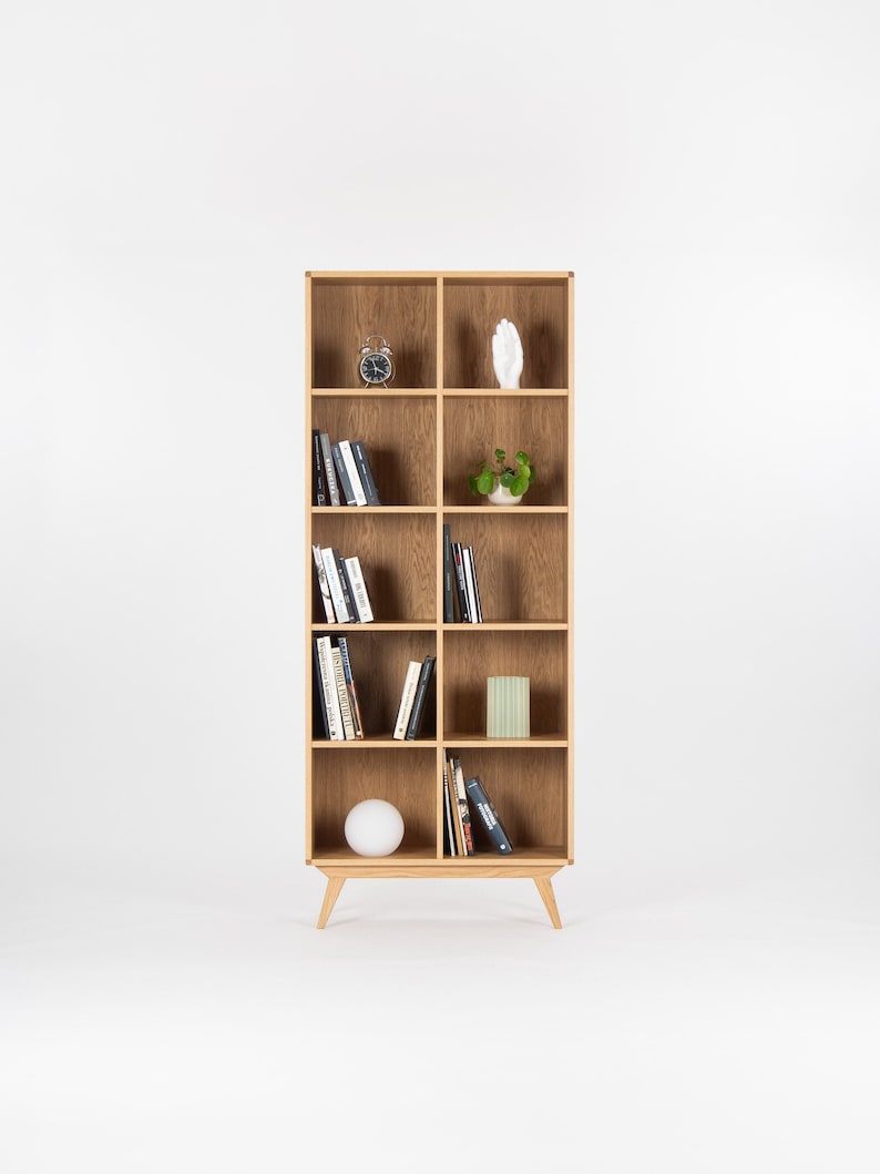Bookcase, bookshelf, mid century modern, scandinavian, shelf unit made of oak wood image 2