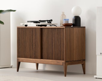 TONN 101 – Walnut Wood Record Player Stand - Vinyl Storage; Limited-Time Offer: Free & Fast Shipping