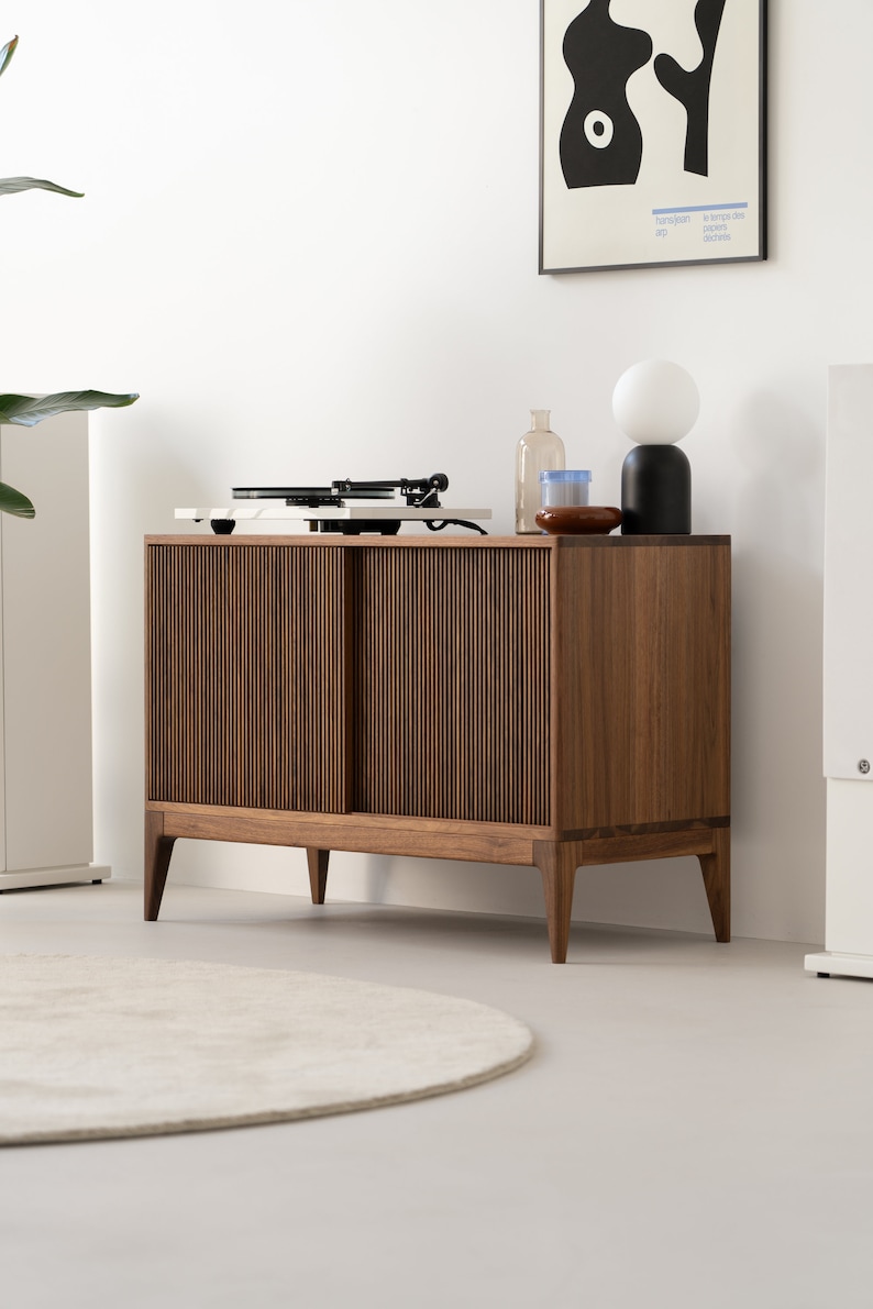TONN 101 Walnut Wood Record Player Stand Vinyl Storage Limited-Time Offer: Free & Fast Shipping image 1