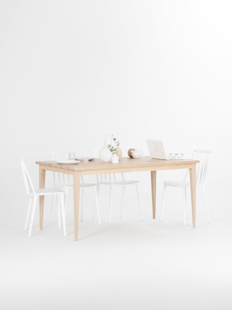 Farmhouse table, dining table, solid wood in white oak shade Limited-Time Offer: Free & Fast Shipping image 2