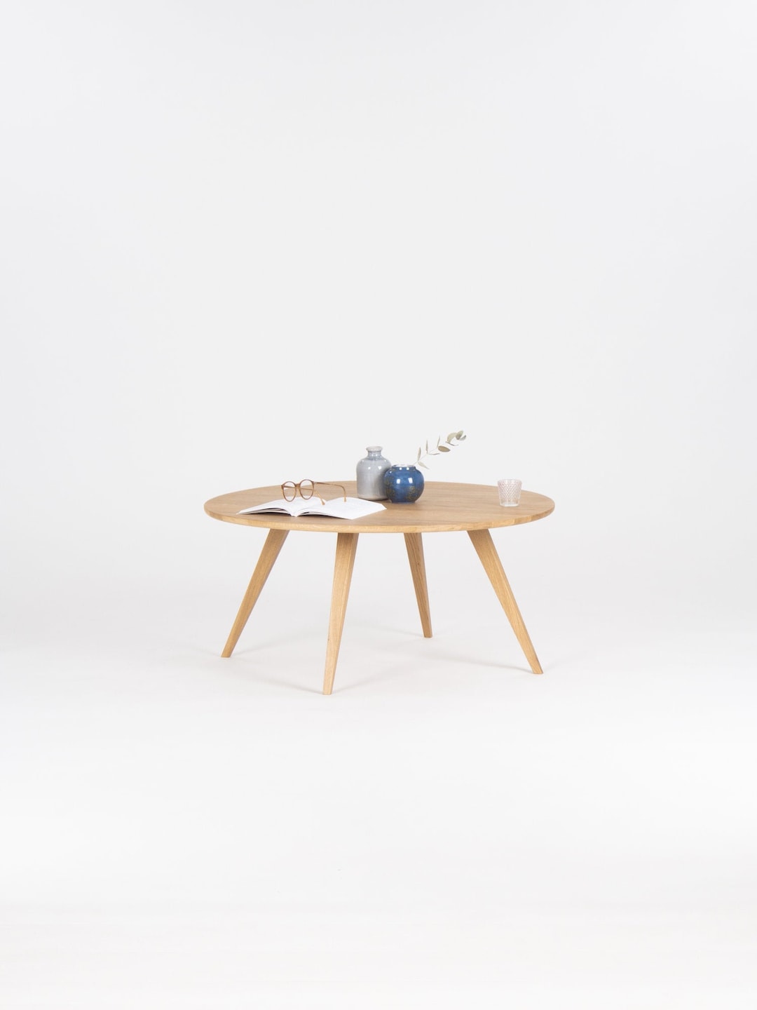 Round Coffee Table Made of Solid Oak Wood, Scandinavian Design - Etsy UK