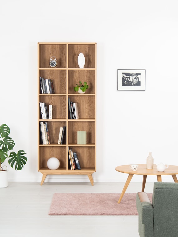 Bookcase Bookshelf Mid Century Modern, Modern Oak Wood Bookcase
