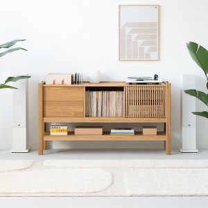 JAMM - Record player stand, vinyl record storage made of solid oak wood
