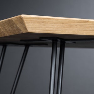 Solid wooden desk, modern table with metal hairpin legs image 4