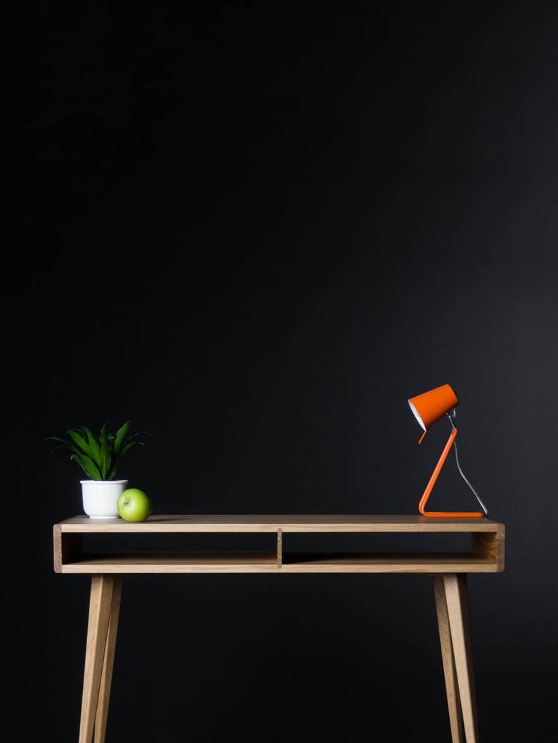 Mid century modern desk computer table bureau open shelf ...