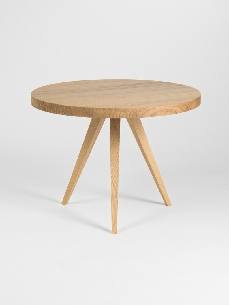 Round coffee table, small end table, accent table, made of solid oak image 2