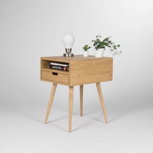 Nightstand, bedside table, end table, with one drawer and open shelf, mid century modern Limited-Time Offer: Free & Fast Shipping image 4