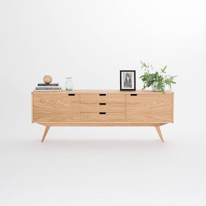 Mid century modern sideboard, retro console cabinet, white credenza image 8