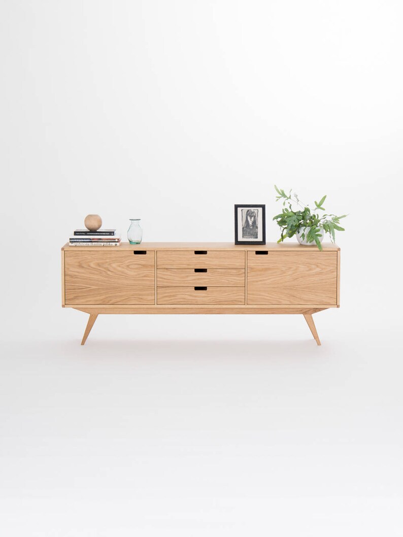 Mid century modern sideboard, retro console cabinet, white credenza image 8