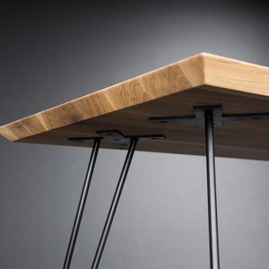 Solid wooden desk, modern table with metal hairpin legs image 5
