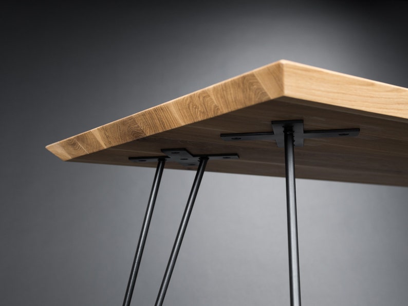 Solid wooden desk, modern table with metal hairpin legs image 5