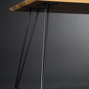 Solid wooden desk, modern table with metal hairpin legs image 3