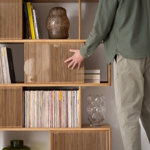 MOLL - Wooden Room Divider Shelf, Modern Open Shelving Unit,  Decorative Room Separator